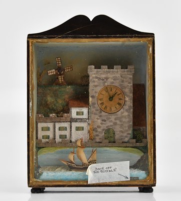 Lot 342 - A German automaton clock, coastal landscape,...