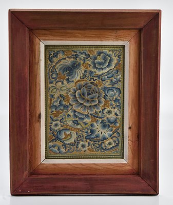 Lot 1141 - A 19th century Chinese silk panel, decorated...