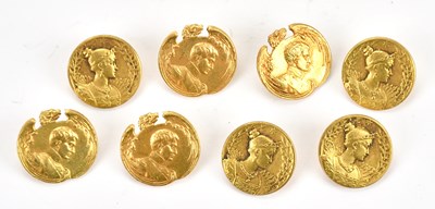 Lot 2114 - A set of four gilt metal cameo buttons...