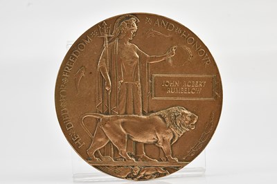 Lot 1193 - A World War I bronze memorial plaque awarded...
