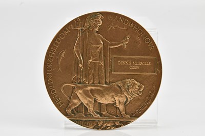 Lot 1199 - A World War I bronze memorial plaque awarded...