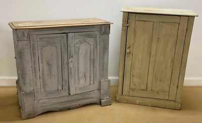 Lot 813 - A painted pine twin door cupboard, the doors...