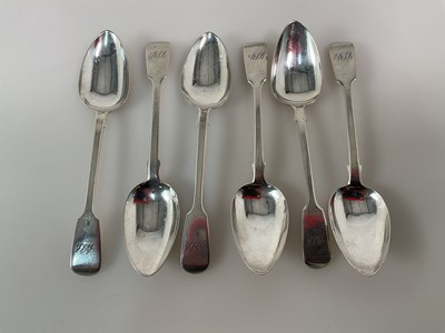 Lot 741 - G TURNER; a set of six William IV hallmarked...