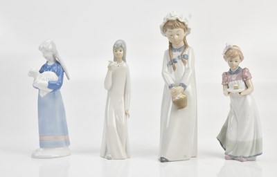 Lot 1300 - LLADRÓ; a figure of young girl with cake,...