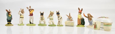 Lot 1281 - ROYAL DOULTON; a four-piece cricket Bunnykins...
