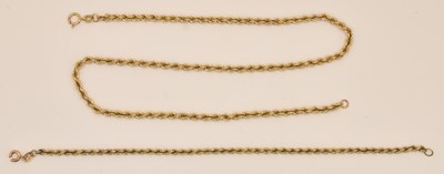 Lot 1324 - A 9ct yellow gold rope twist necklace and...