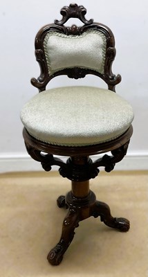 Lot 811 - A 19th century rosewood adjustable harp stool,...