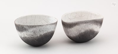 Lot 27 - ANNE JAMES (1937-2025); a pair of raku bowls...