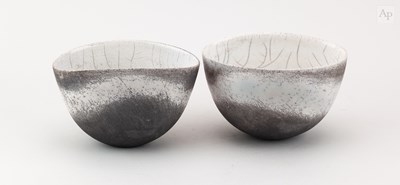 Lot 27 - ANNE JAMES (1937-2025); a pair of raku bowls...