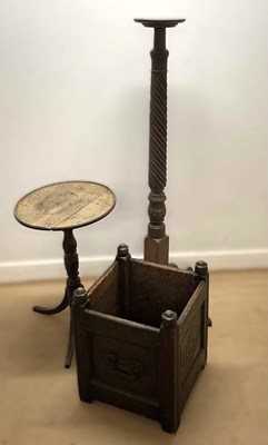 Lot 867 - A 19th century oak open box, height 53cm,...