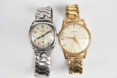 Lot 1240 - HELVETIA; a gold plated gentleman's wristwatch,...