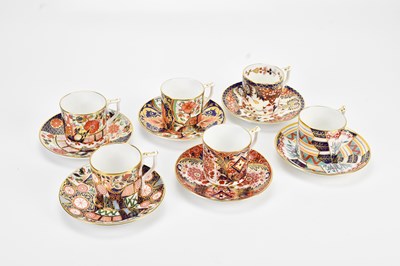 Lot 1424 - ROYAL CROWN DERBY; six coffee cans and saucers,...