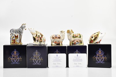 Lot 1266 - ROYAL CROWN DERBY; a collection of five...