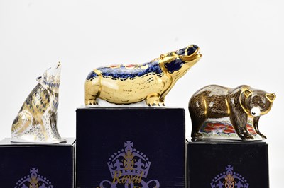 Lot 1257 - ROYAL CROWN DERBY; three paperweights...