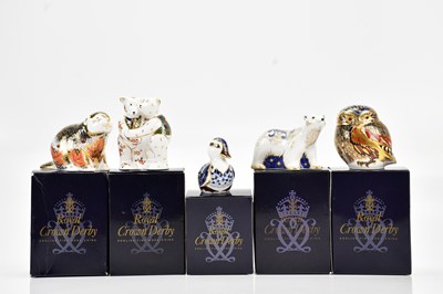 Lot 1269 - ROYAL CROWN DERBY; a collection of five...