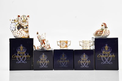 Lot 1276 - ROYAL CROWN DERBY; a collection of five...