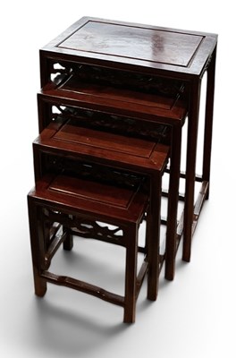 Lot 49 - A modern Chinese carved hardwood quartetto...
