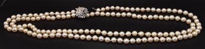 Lot 1331 - A graduated double strand cultured pearl bead...