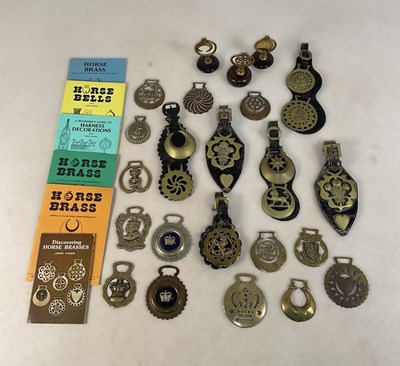 Lot 754 - A collection of horse brasses, together with a...
