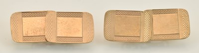 Lot 1399 - A pair of 9ct yellow gold square cufflinks,...