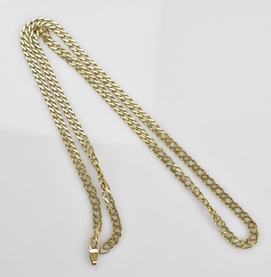 Lot 250 - A 9ct yellow gold open flat link necklace,...