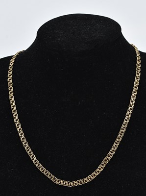 Lot 251 - A 9ct yellow gold flat link necklace, length...