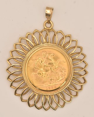 Lot 1302 - An Elizabeth II full sovereign, 1968, in a 9ct...