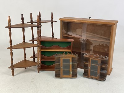 Lot 851 - Six various wooden shelves, including three...