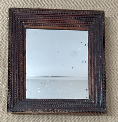 Lot 788 - A late 19th century tramp art wall mirror, 37...