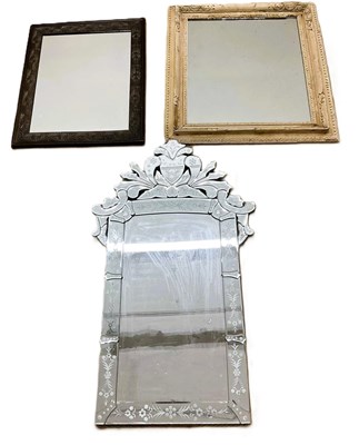 Lot 860 - Three wall mirrors to include a pine framed...
