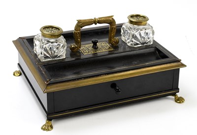 Lot 1037 - A William IV brass mounted and inlaid ebonised...