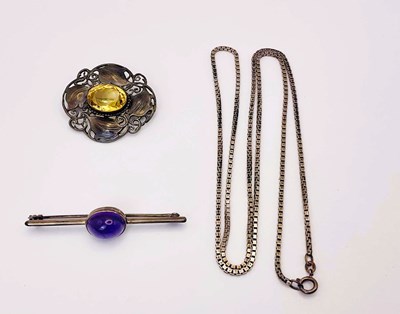 Lot 691 - A 925 silver box link necklace, length 70cm,...