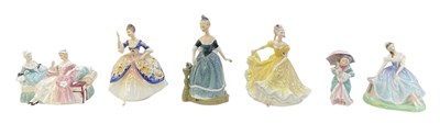 Lot 562 - ROYAL DOULTON; six assorted porcelain figures...