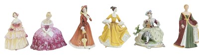 Lot 616 - ROYAL DOULTON; four porcelain figures...