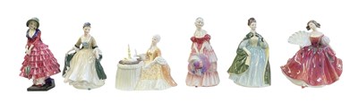 Lot 574 - ROYAL DOULTON; six porcelain figures...