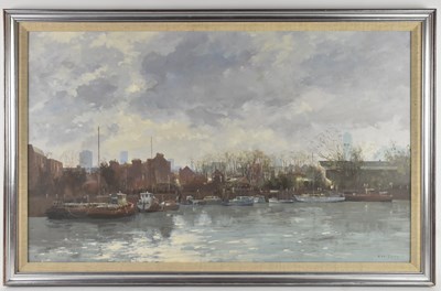 Lot 252 - ROY PERRY (1935-1993); oil on board, boats on...