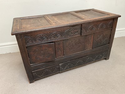 Lot 64 - An 18th century and later carved oak mule...