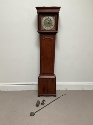 Lot 1345 - A George III oak cased eight day longcase...