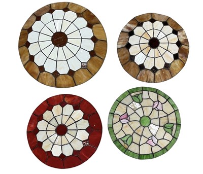 Lot 148 - Four modern Tiffany style circular stained...