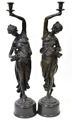 Lot 143 - A pair of 19th century bronze figural floor...