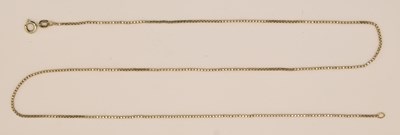Lot 1320 - An 18ct white gold box link necklace with hoop...