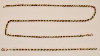 Lot 1179 - A 9ct two tone gold rope twist necklace, with...