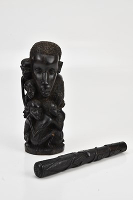 Lot 563 - An Irish carved hardwood shillelagh, decorated...