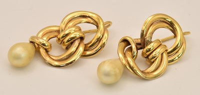 Lot 1368 - A pair of 9ct yellow gold double figure of...