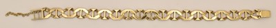Lot 1408 - A 9ct yellow gold bracelet with anchor style...