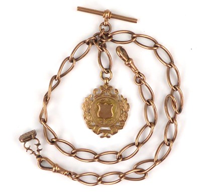 Lot 1089 - A 19th century 9ct rose gold Albert watch...