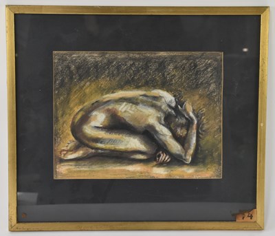 Lot 297 - SANDRA FRANCIS (born 1948); pastel, crouching...