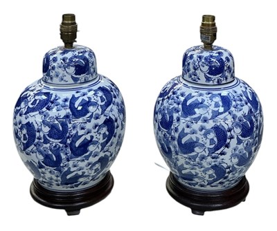 Lot 1041 - A pair of modern Oriental blue and white...