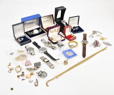 Lot 1210 - A collection of wristwatches and costume...