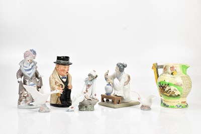 Lot 1271 - LLADRO; a figure of a clown, height 25cm, with...